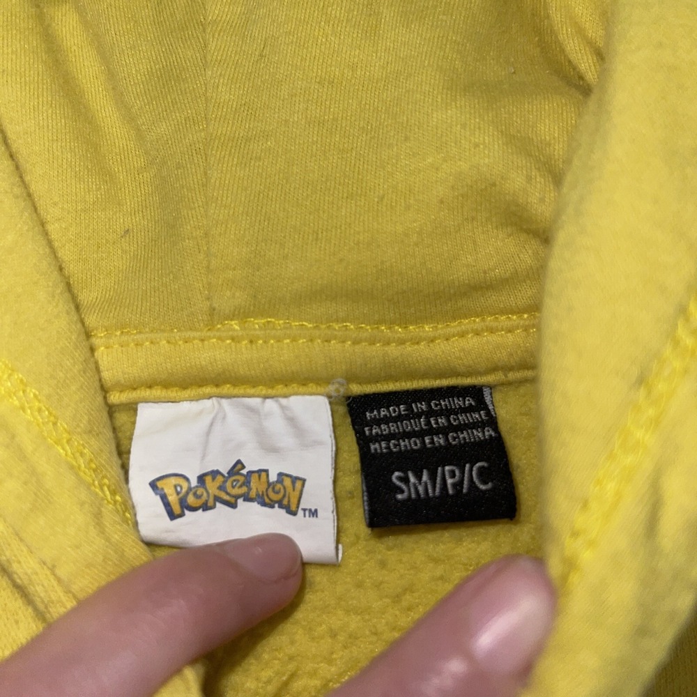 Pokemon Pikachu Face Hoodie Size Small Youth Sweatshirt Zipper Front Yellow - Picture 6 of 13